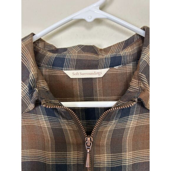 Soft Surroundings Dress Women's‎ XS Dorset Drop Waist Flannel Midi Brown Plaid - Picture 6 of 12